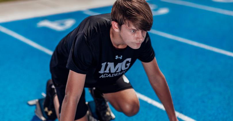 Confident teen athlete focused and ready